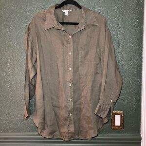 H&M 100% Linen Button Down Top